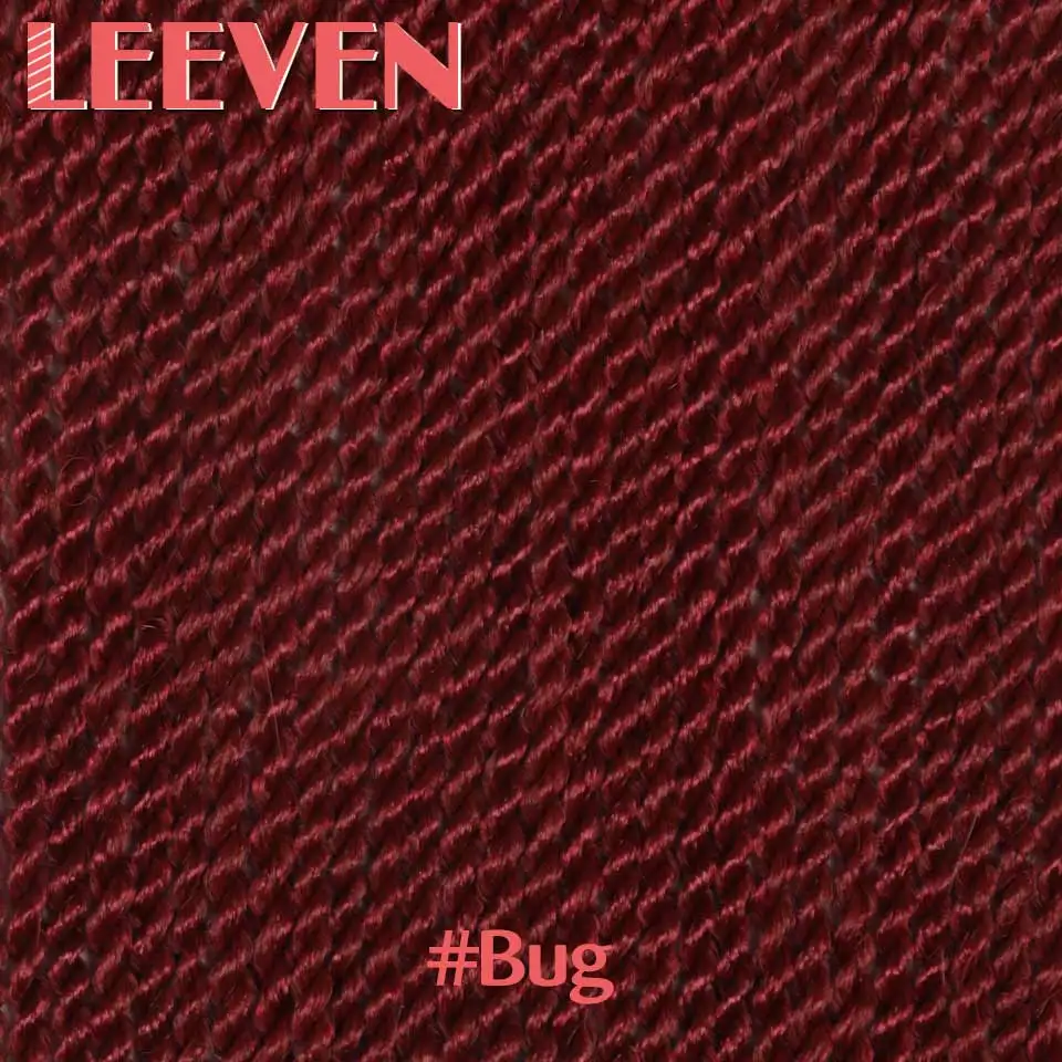 # Бордовый Leeven 10, 14, 18, 22 дюйма, 30 прядей, Сенегальские, крученые, вязанные крючком волосы, синтетические плетеные волосы для наращивания, высокотемпературное волокно, 1 шт - Цвет: # Бордовый
