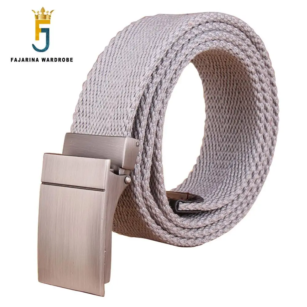 

FAJARINA Unisex Quality Canvas Grey Canvas Belts Alloy Smooth Styles Female Male Coffee Belts for Men 38mm Width CBFJ0056