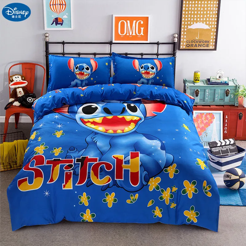

Disney Home textile Stitch mickey Bedding Set Winnie the pooh Duvet Cover Set bed set lovers couple bedding pillowcase sheet