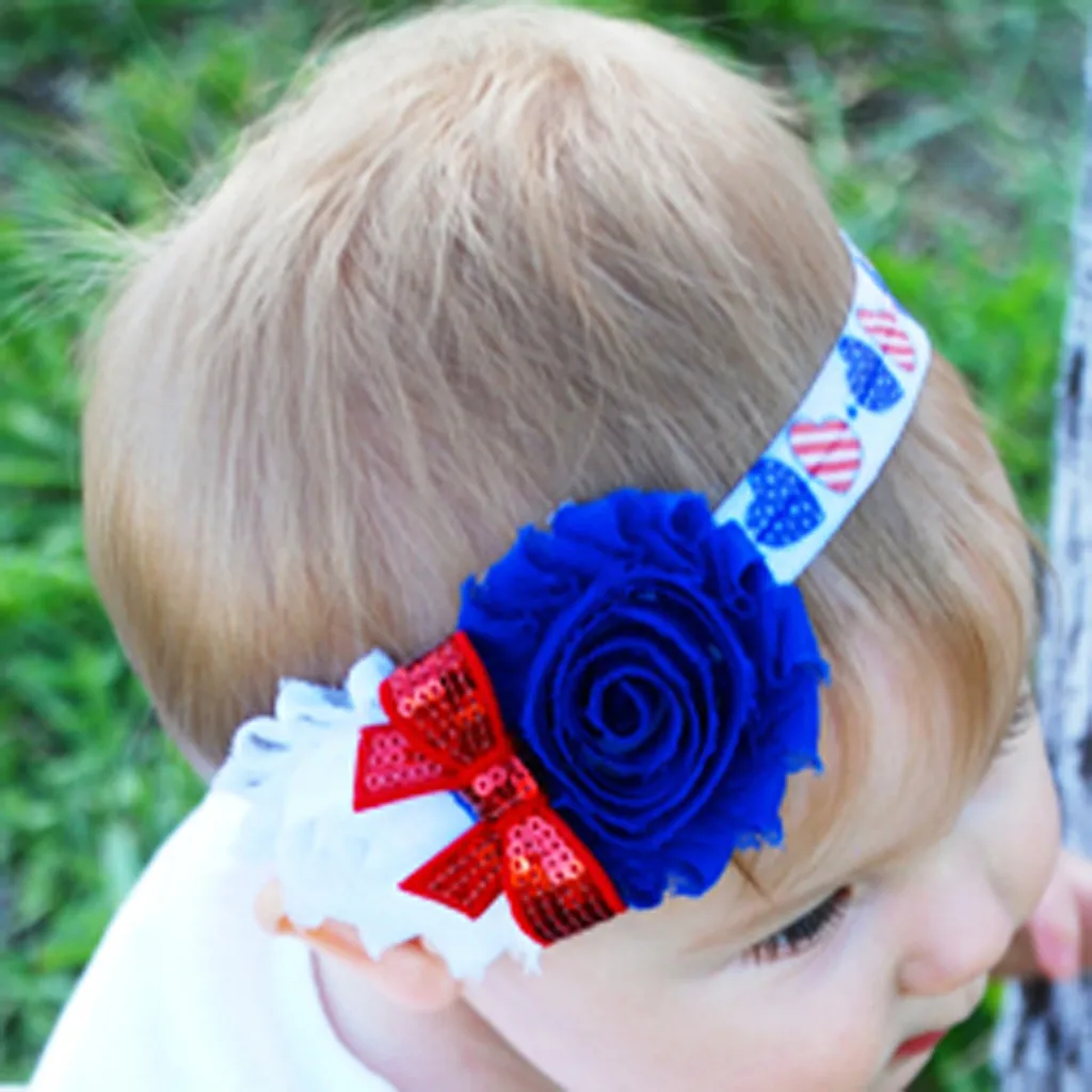 Детский обруч для волос на День Независимости аксессуары цветной цветочный бант