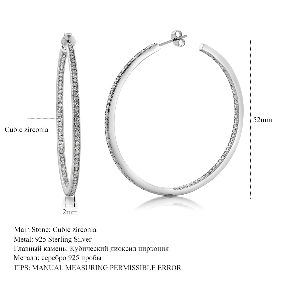 Серьги кольца GemStoneKing из стерлингового серебра 925 пробы женские круглые серьги с