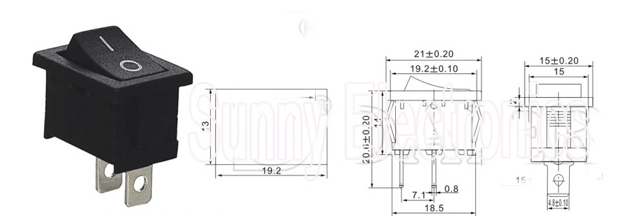 Горячая 100 x медный AC 250V 6A 2 Pin ВКЛ/ВЫКЛ I/O SPST оснастка в мини перекидной