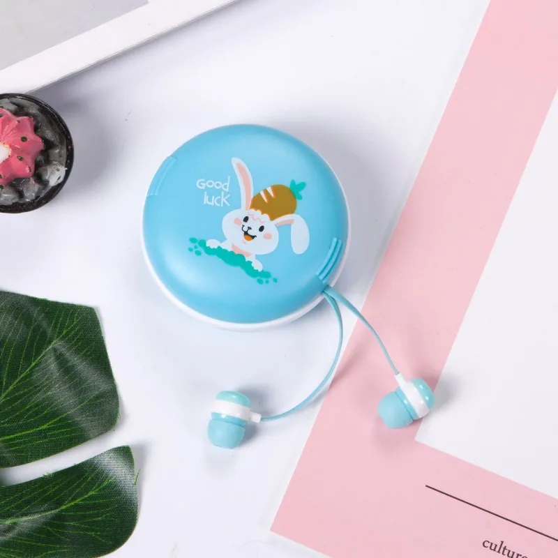 Rabbit Earphones 3.5mm Stereo Music In-ear Earbuds With Mic Kids Girl Earphone Storage Box For MP3 MP4 Phones | Электроника
