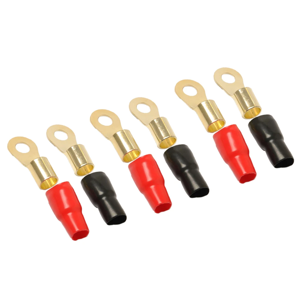 

3 Pairs 1/0 AWG Car Audio Power Ground Wire Ring Terminal Connector Brass