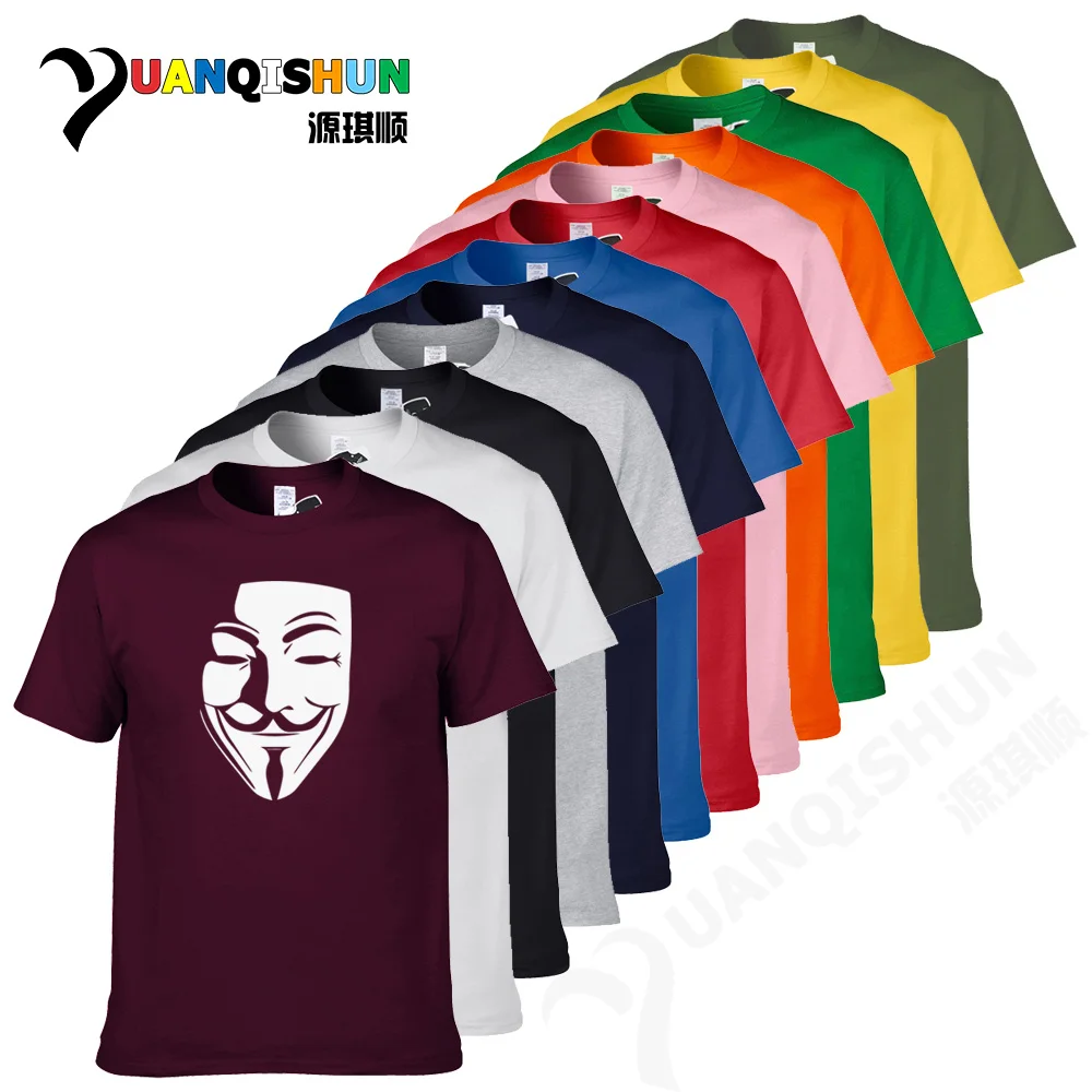 YUANQISHUN Бутик футболка фильм V для Vendetta печатные футболки дизайн Вендетта маска