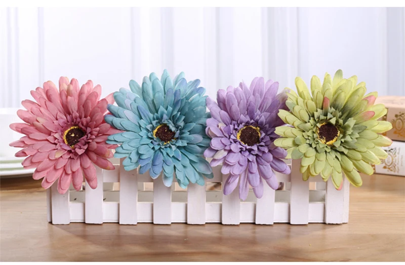 yumai 10 шт. / Компл. Ретро Гербера Шелк Искусственные Цветы Пучок Ромашка Хризантема Длинные Стебель Цветы Букет для Падения Home Decor
