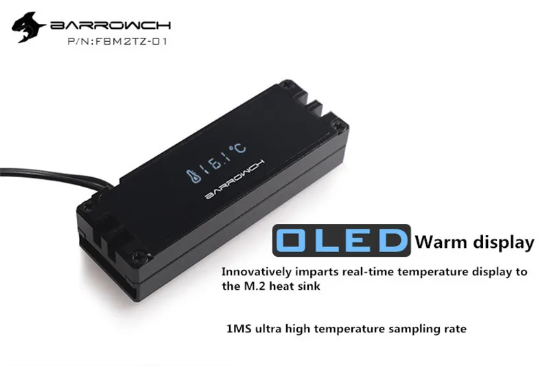 Barrowch M.2 радиатор SSD комплект охлаждения+ цифровой OLED термометр дисплей алюминий для 2280 22110 PCIE SATA M.2 твердотельный накопитель
