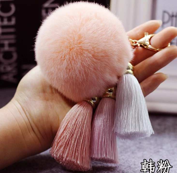 2018Fur Pom брелки искусственный кроличий мех шаровая цепочка для ключей Porte Clef pom De Fourrure пушистая сумка шармы кролик брелок Брелок - Цвет: 09
