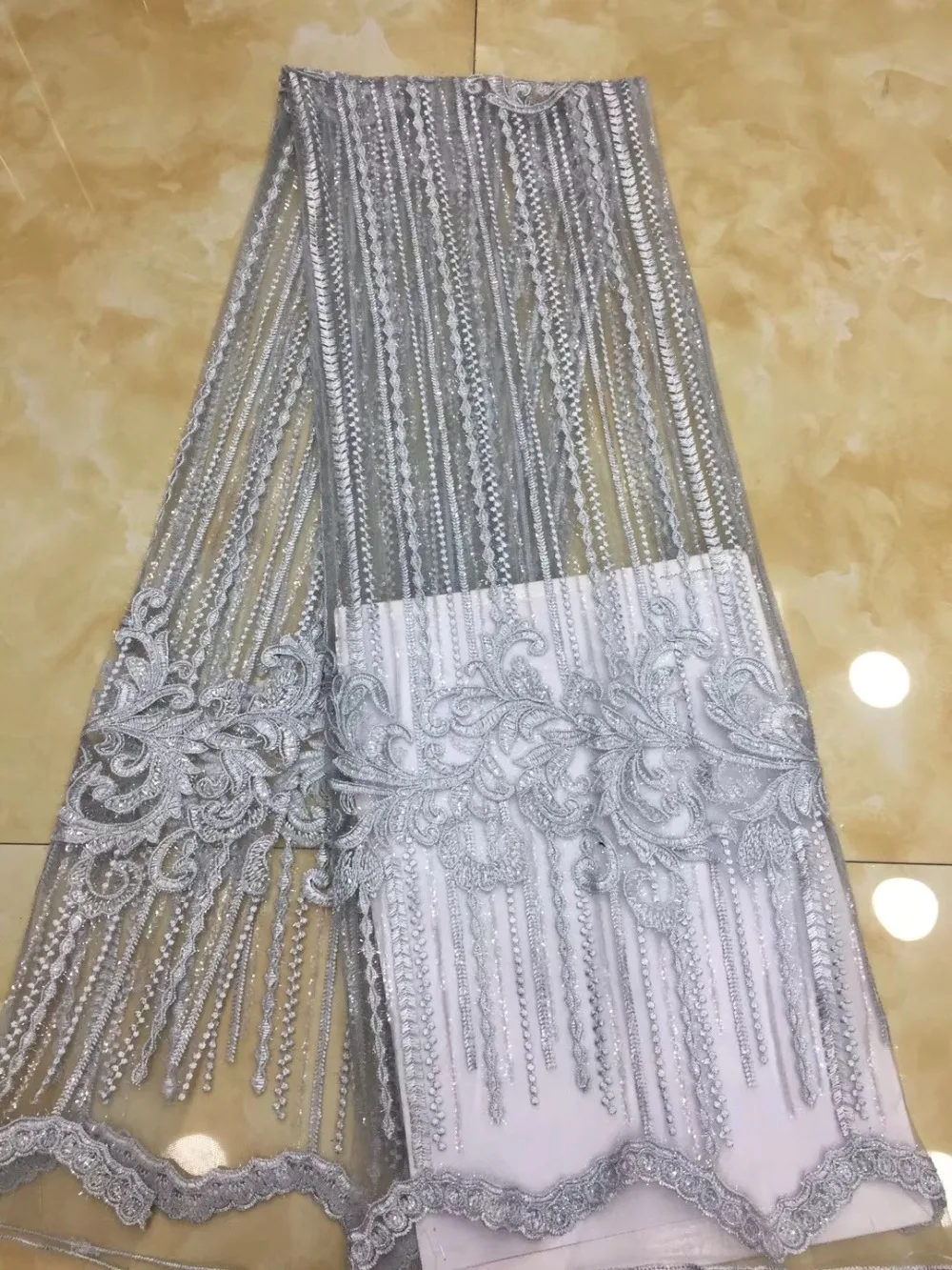 Африканская кружевная ткань 2018 французские блестки Сетка кружево новая Ткань 5