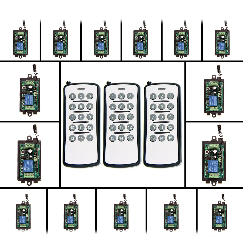 DC 9V 12V 24V 1 CH 1CH RF беспроводной переключатель системы дистанционного управления 15CH