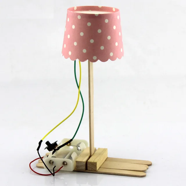 JMT DIY Assemble Model Lamp 10mm LED 3V 2 AA Battery Power Supply Physical Technology Small Invention Handmade Wood Toy |