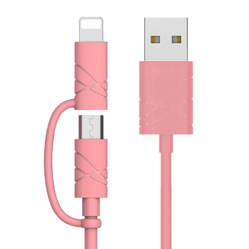 Pink USAMS Micro usb кабель быстрое зарядное устройство Usb зарядный кабель для iPhone 8 8 plus кабель usb - Цвет: Pink