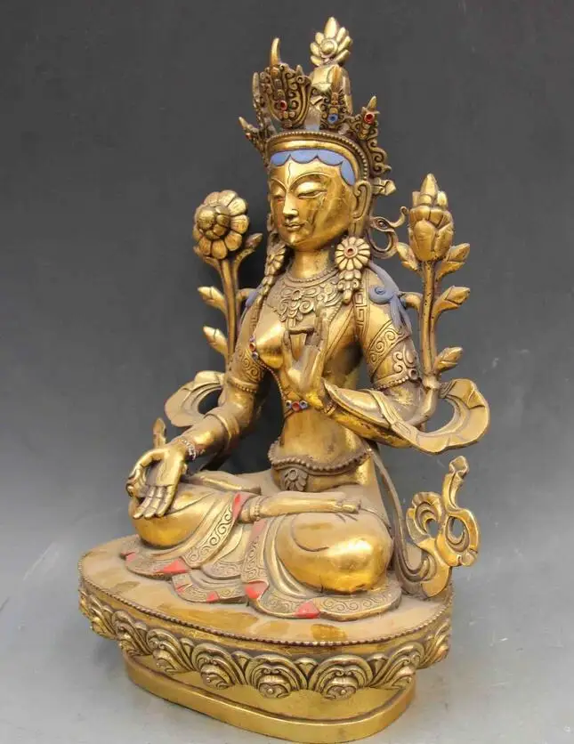 Chinese Buddhism copper bronze Bodhisattva Kwan-Yin White Tara Guan yin statue | Дом и сад