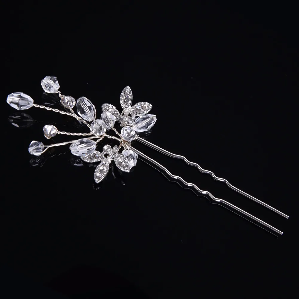 Свадебная шпилька для волос с кристаллами и цветочным рисунком| |