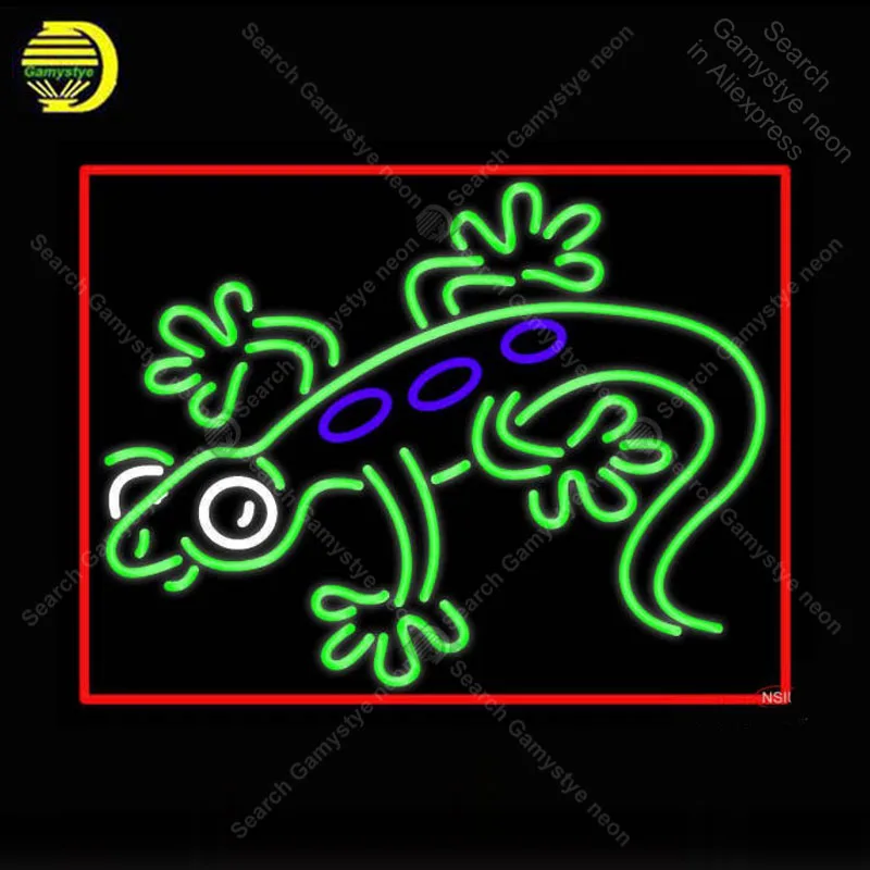 Gecko неоновая вывеска для организаций и магазинов реальные Стекло трубка ручной
