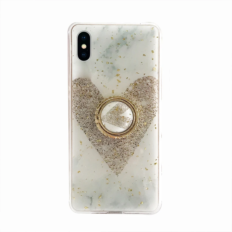 Marble Ring Stand Case For iPhone 8 Luxury Heart Design Bumper 6 6s 7 Plus X XR XS Max Mobile Phone Cases |