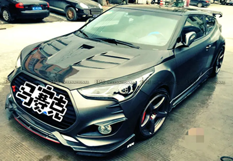 Для Hyundai Veloster углеродное волокно Тип C ВЕНТИЛИРУЕМЫЙ КАПОТ глянцевая отделка