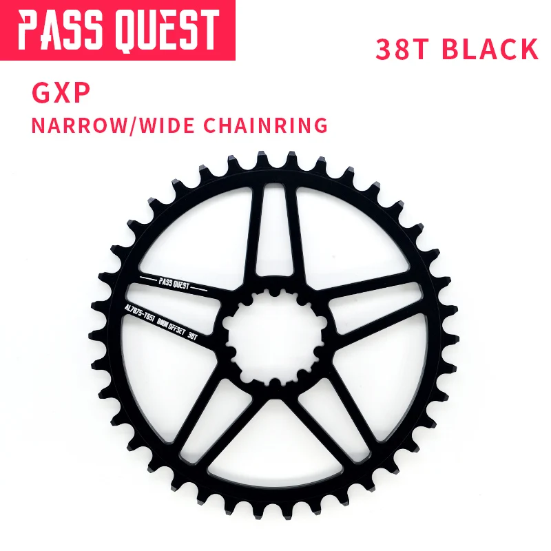 Пройти QUEST GXP велосипедная передняя звезда 38 T/40 T/42 T 0 мм смещение MTB Горный велосипедная Звездочка для Sram XX1 eagle XO1 X1 GX X9 Кривошипные части - Цвет: GXP 38T Round black