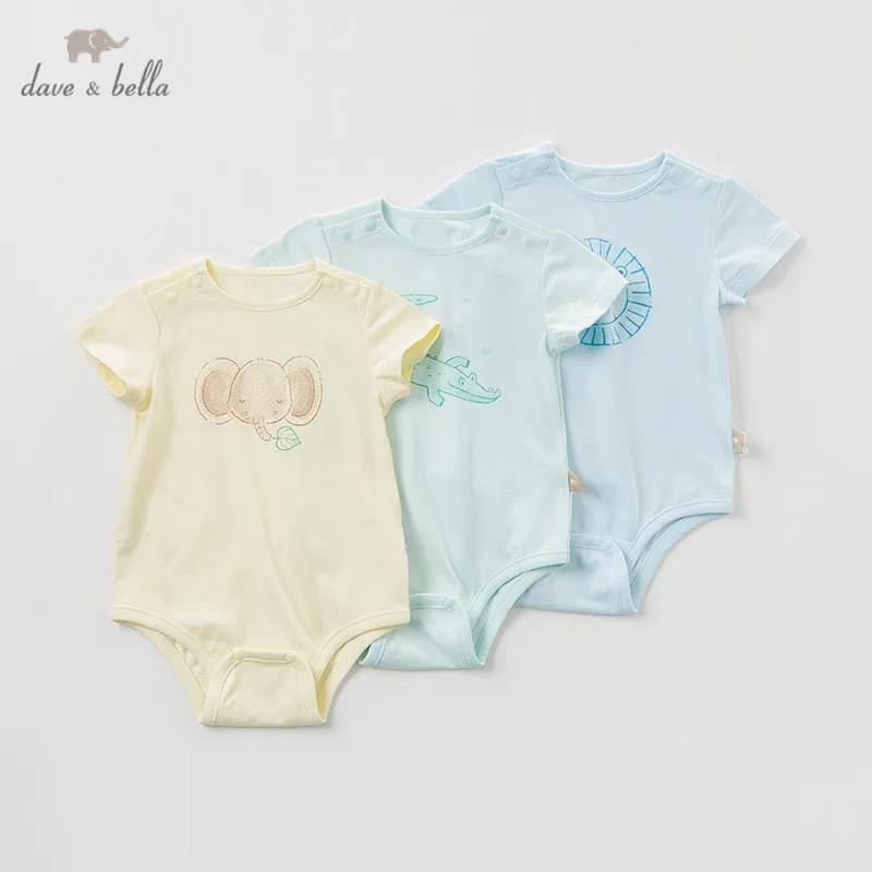 DBH10784-1 dave bella summer new born baby boy shorts sleeve romper infant toddler jumpsuit children boutique 1 piece |