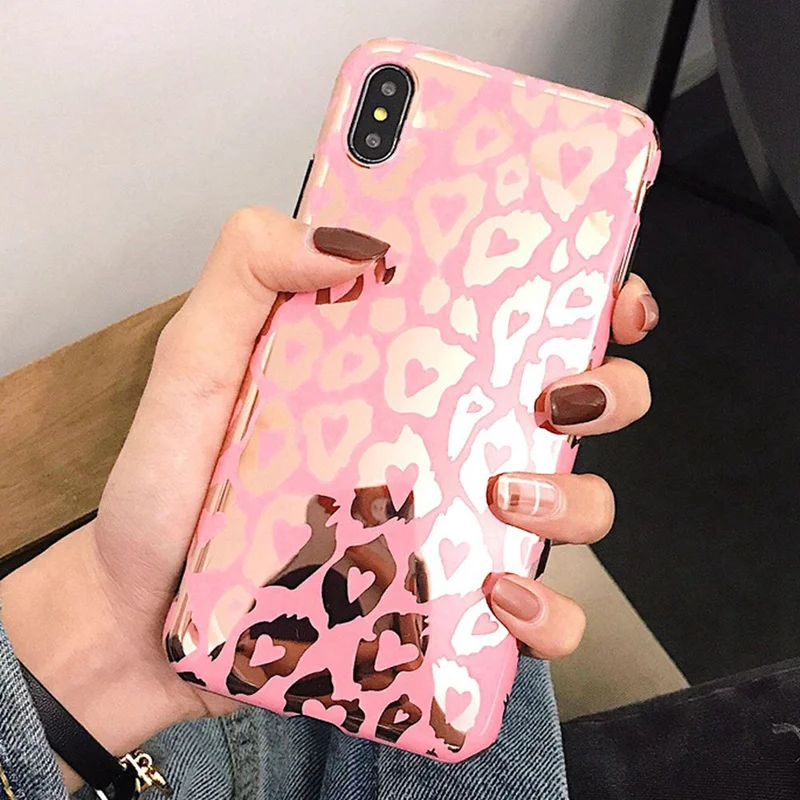 Блестящий Золотой Розовый леопардовый чехол для телефона iPhone SE 2020 X XR Xs Max 11 Pro 12 Mini