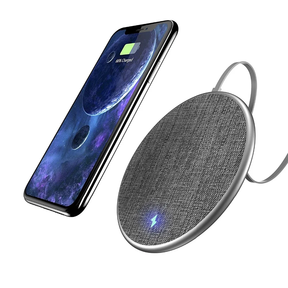Wofalo 7 5 Вт быстро Беспроводной зарядки для iPhone 8/8 Plus/X Жан ткань зарядный коврик samsung