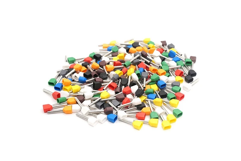 100 шт. TE2508 2X14 AWG входа провода и кабели наконечник для проводов для 2X2.5mm2, 8,0 мм Медь Длина