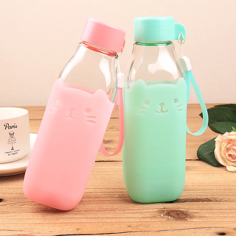 Стеклянная бутылка конфетного цвета силиконовая оригинальная Экологически