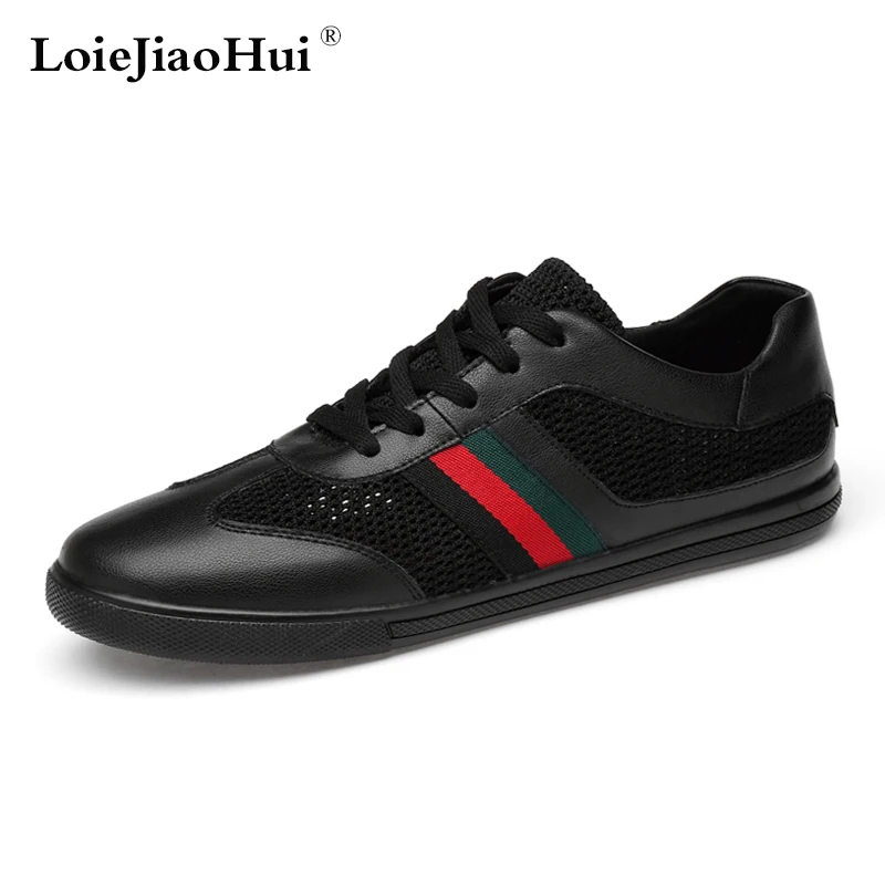 2019 New Fashion Men Genuine Leather Casual Shoes Lightweight Breathable Flats Mesh Luxury Brand Outdoor Sport Sneakers | Обувь