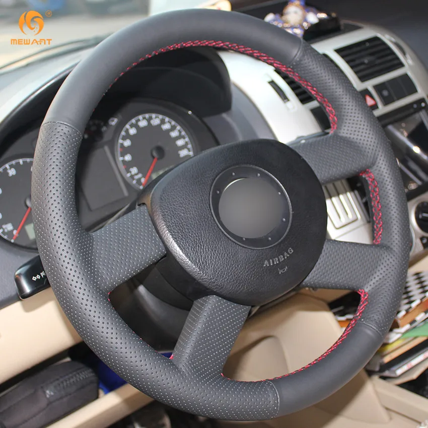 MEWANT для Volkswagen VW Polo 2003 2004 2005 2006 черные чехлы рулевого колеса автомобиля из