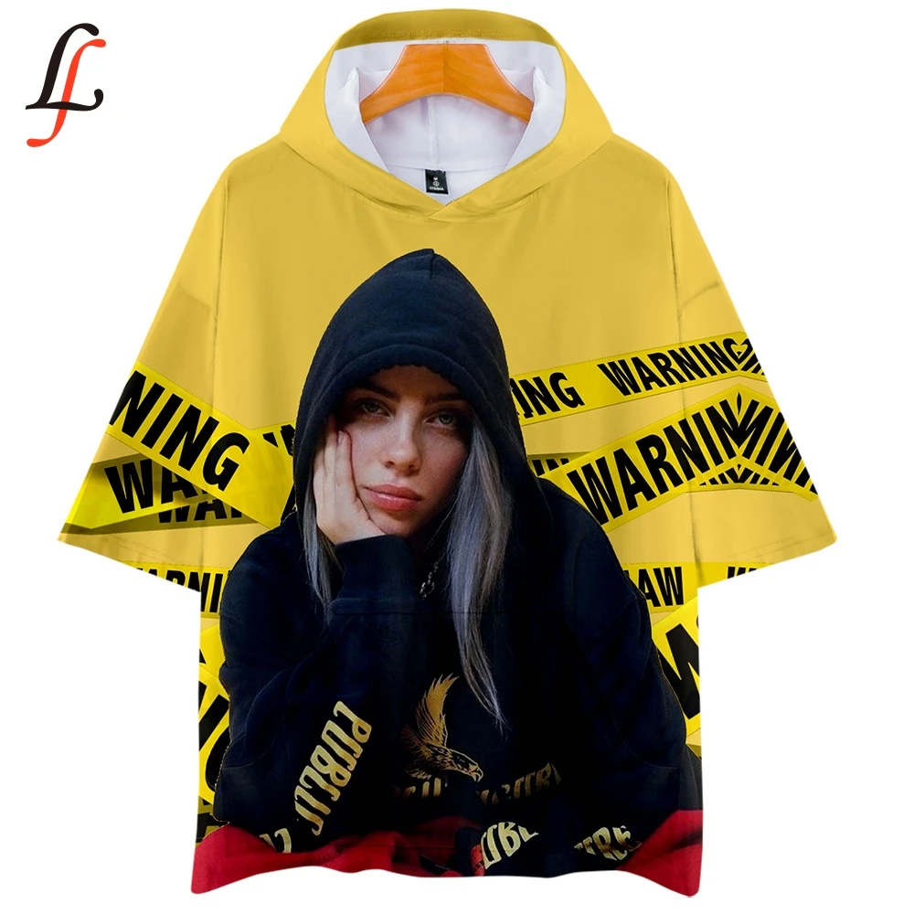 Billie Eilish 3D футболки с капюшоном, женские/мужские модные летние футболки с коротким рукавом,, Повседневная Уличная футболка
