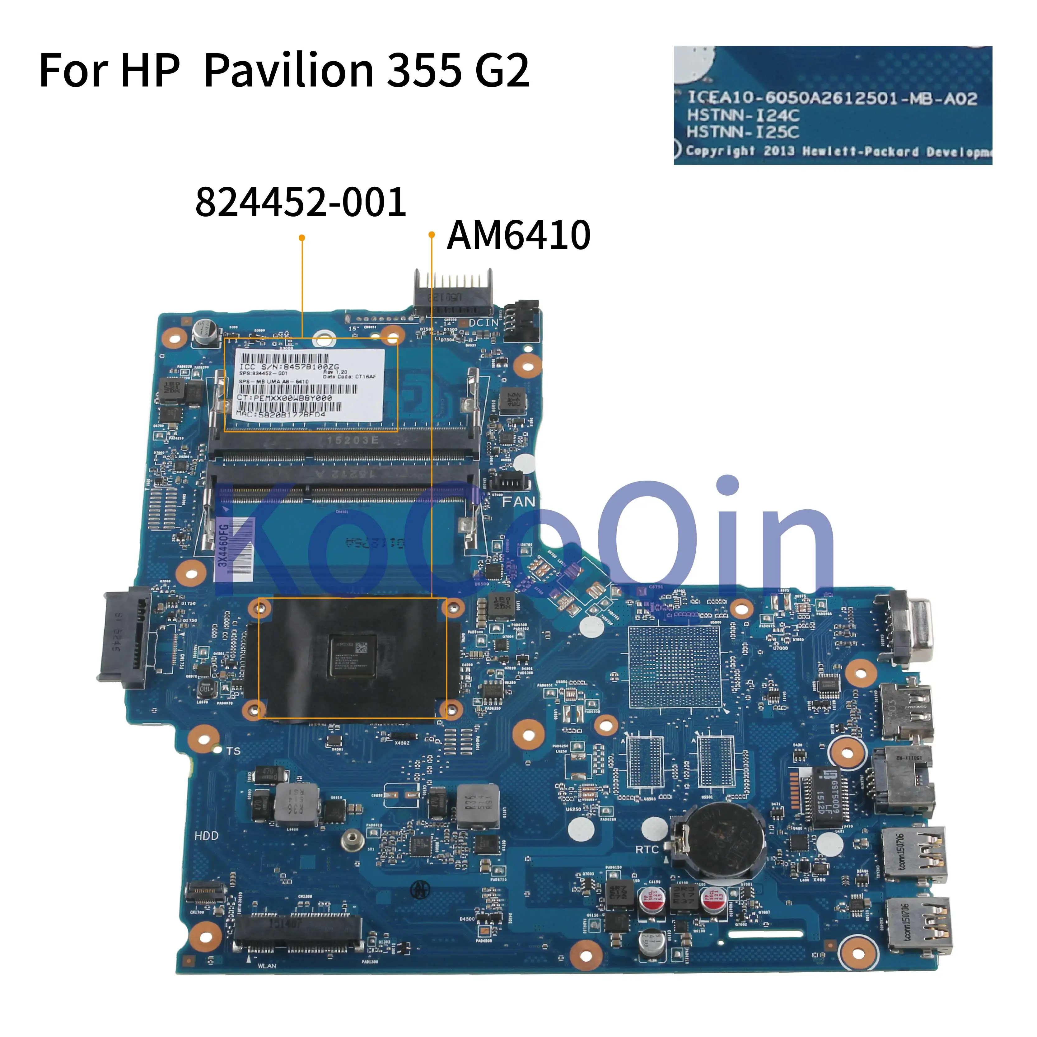 KoCoQin материнская плата для ноутбука HP Pavilion 355 G2 A6 6410 AM6410 350 6050A2612501 824452 001