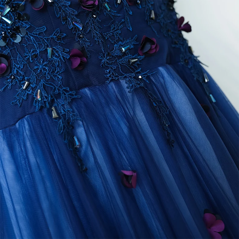 2020 темно синий тюль с аппликация вечернее платье формальное Robe de Soiree глубоким