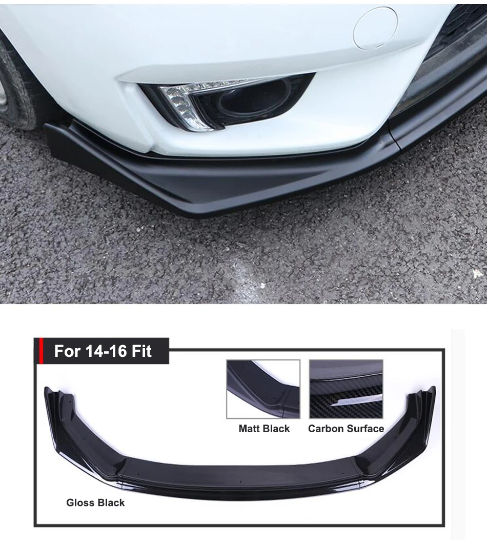 Удлинитель переднего бампера подбородка спойлер защита для honda fit Джаз gk5 15 16 Материал pp пластичный 3 шт./компл. черный цвет