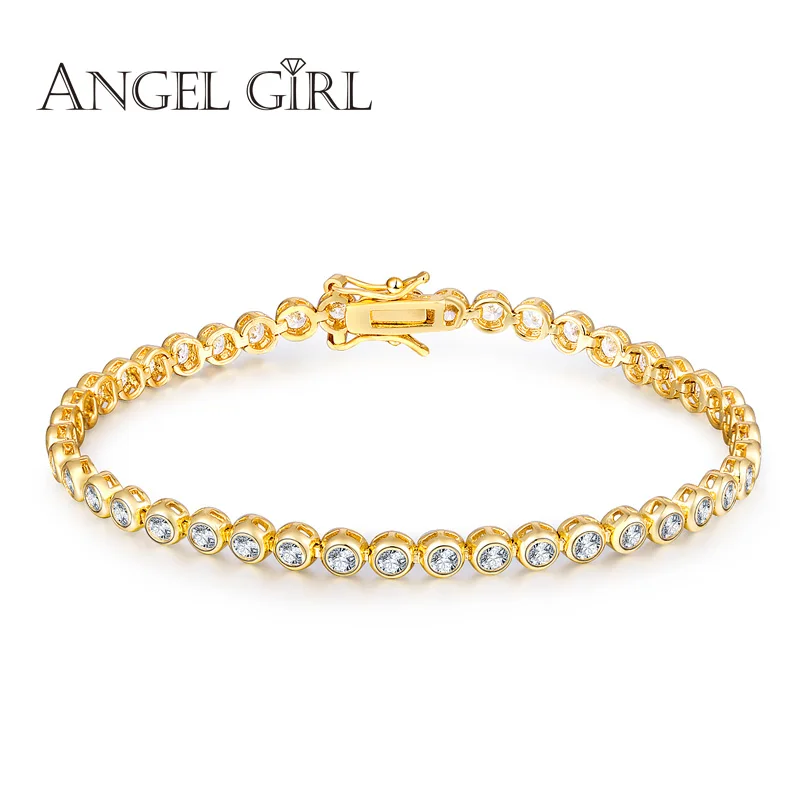 Ангел Девушка Высокий золотой браслет для женщин Дамы Сияющий AAA + кубический