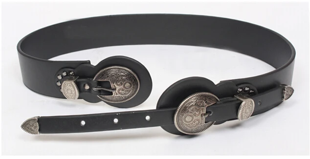 Ремень женский кожаный с металлической пряжкой модный винтажный пояс двойной