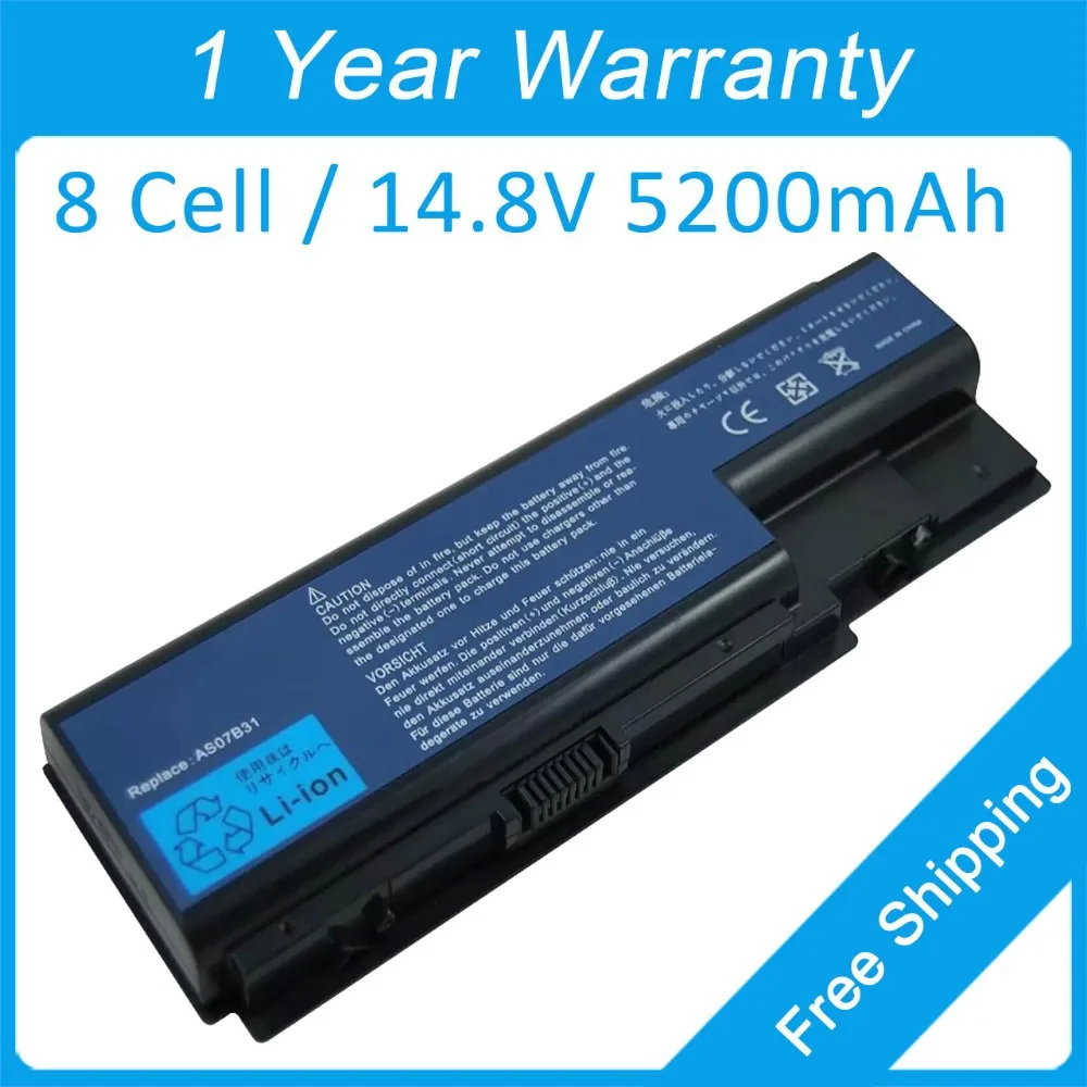 

New 8 cell 5200mah laptop battery for acer Extensa 7230 7630 7630G AS07B41 AS07B42 AS07B51