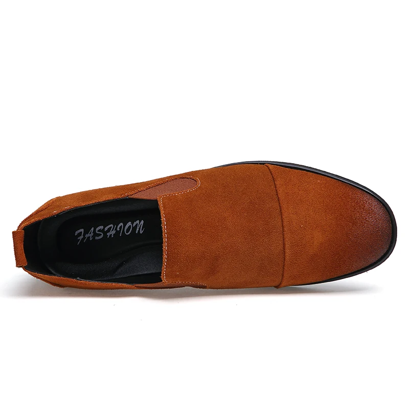 Pointed Toe Cow Suede Shoes Men Loafers British Style Moccasins Casual Slip On Black Gray Brown | Обувь