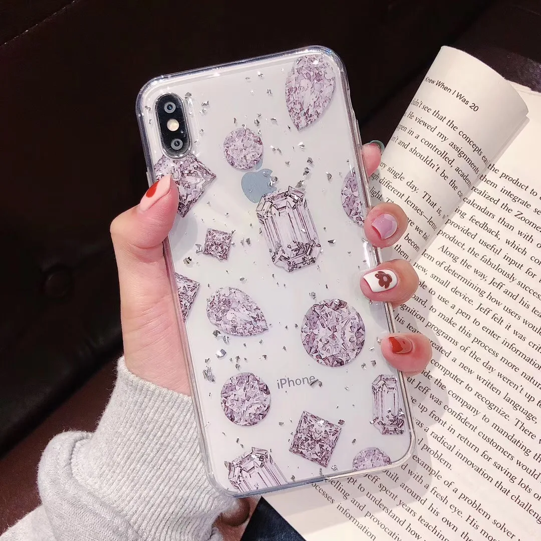 Diamond Jewelry Pattern Glitter Sparkle Gold Foil Case Cover For iPhone 6 6s 7 8 Plus 10 X XS XR Max Soft Silicone TPU Cases |