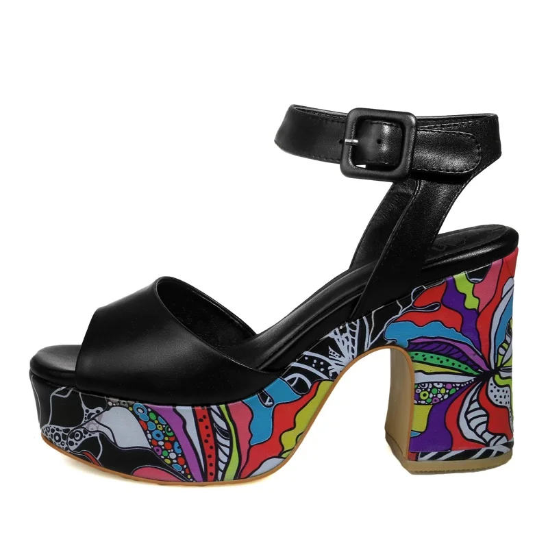 Платформа Натуральная Кожа Женская обувь женщина сандалии peep toe Красивая