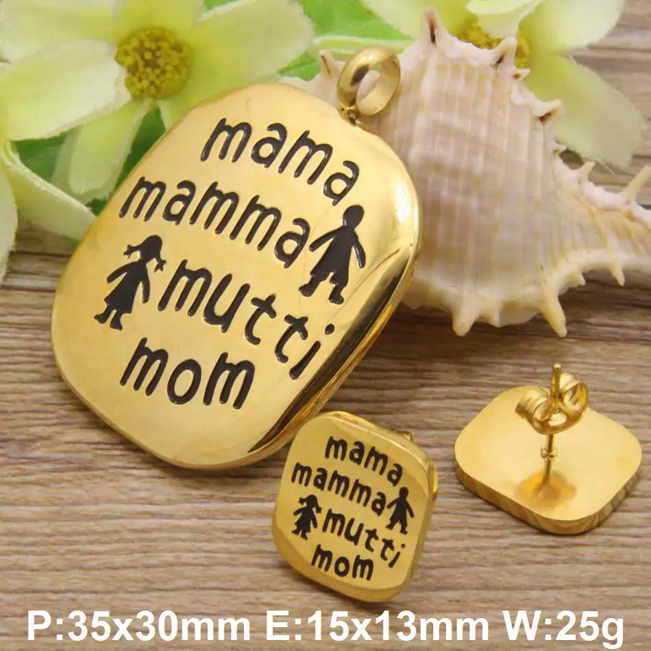 Популярные Модные Ювелирные наборы из нержавеющей стали золотого и серебряного