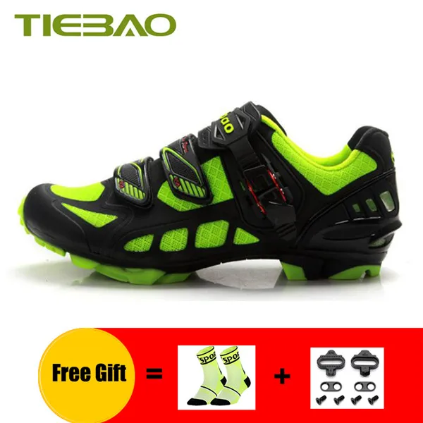Package 3 for Green Tiebao велосипедная обувь мужские и женские дышащие самоблокирующиеся синие zapatillas ciclismo mtb SPD педали кроссовки обувь для горного велосипеда - Цвет: Package 3 for Green