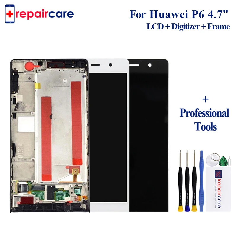 

Black White For Huawei P6 LCD Display+Touch Screen Digitizer Glass Panel+Frame Assembly Replacement For Huawei Ascend P6