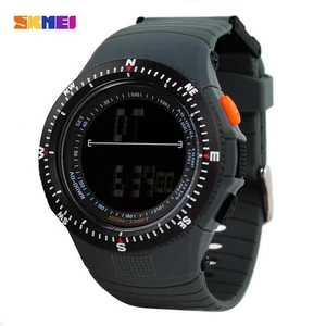 SKMEI 0989 мужские спортивные часы, модные мужские повседневные кварцевые часы, светодиодные цифровые водонепроницаемые военные наручные часы