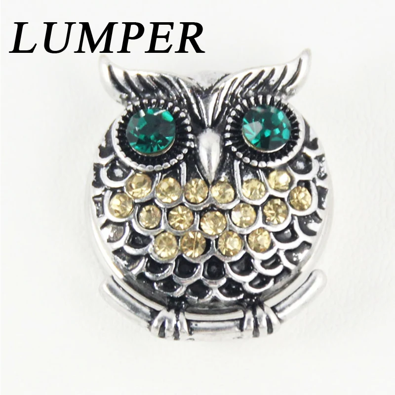 LUMPER 10 шт./лот Mix Сова 18 мм Металлические Кнопки Шарм Rhinestone имбирь кнопки для Snap Fit DIY
