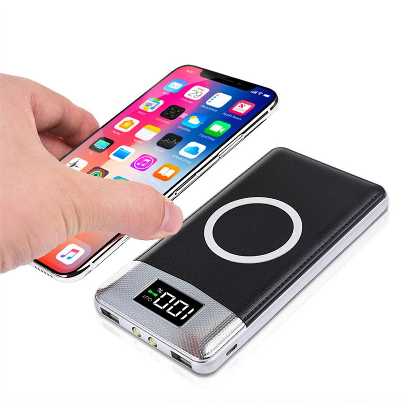 QI беспроводной 30000 mah внешний аккумулятор встроенный зарядное устройство