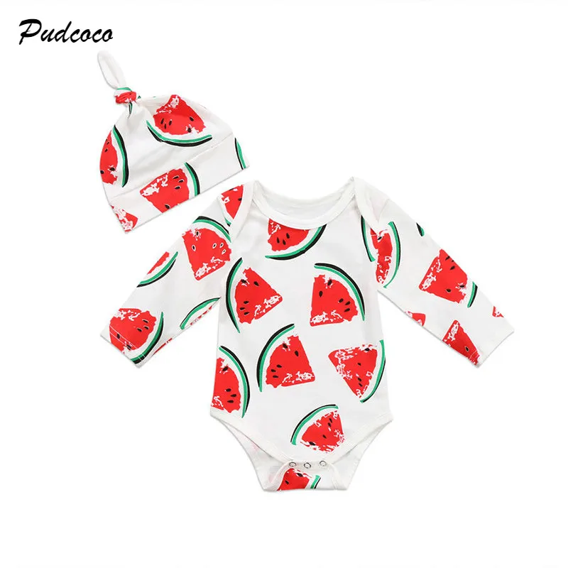 2 шт./компл. Новорожденный ребенок арбуз одежда с длинным рукавом хлопковый