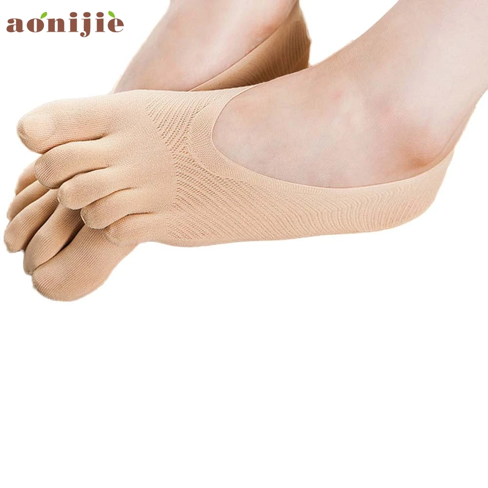 New Women Low Socks Invisible Cotton Boat Slippers girl five fingers socks Yoga Sport Massage grip female Toe Sock Jan20YP |