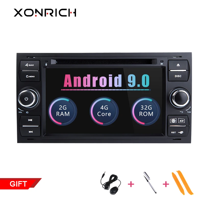 2 din Android 9 0 автомобильный dvd плеер мультимедиа для Ford Focus 3 Fiesta Mondeo 4 Kuga C Max S Fusion Transit