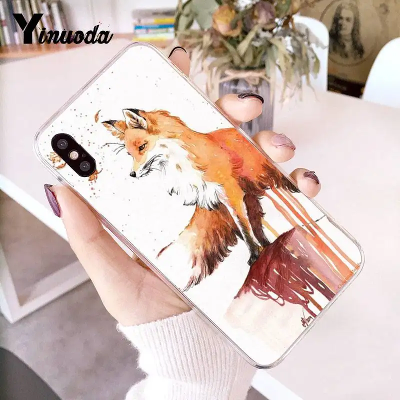 Чехол Yinuoda для iPhone 7 6 X прозрачный чехол телефона с изображением лисы животного 8 6S