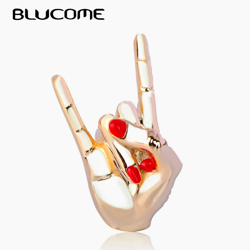 Женская/Мужская эмалированная брошь Blucome красная в форме руки с мультяшным